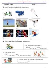 Bài tập môn Tiếng Anh Khối 6 - Unit 8 Sports and games